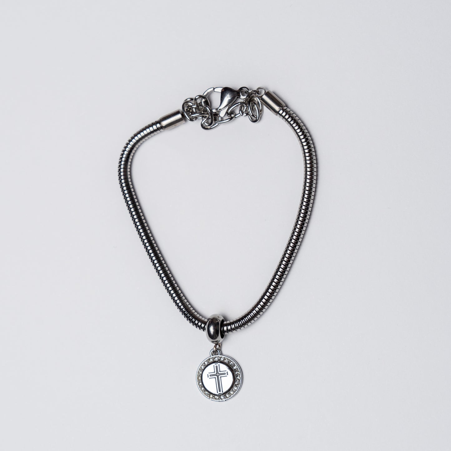 Pulsera Acero Inoxidable con Colgante de Cruz